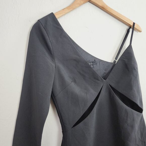 NBD Tobias Black One Shoulder Long Sleeve Cut Out Mini Dress - Picture 3 of 11